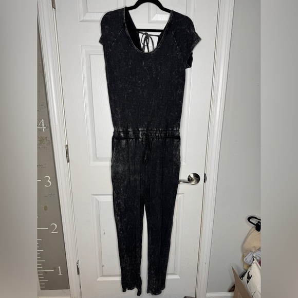 PROMESA True To You Acid Wash Charcoal Drawstring Jumpsuit Size XXL Vintage Wash - Picture 3 of 6